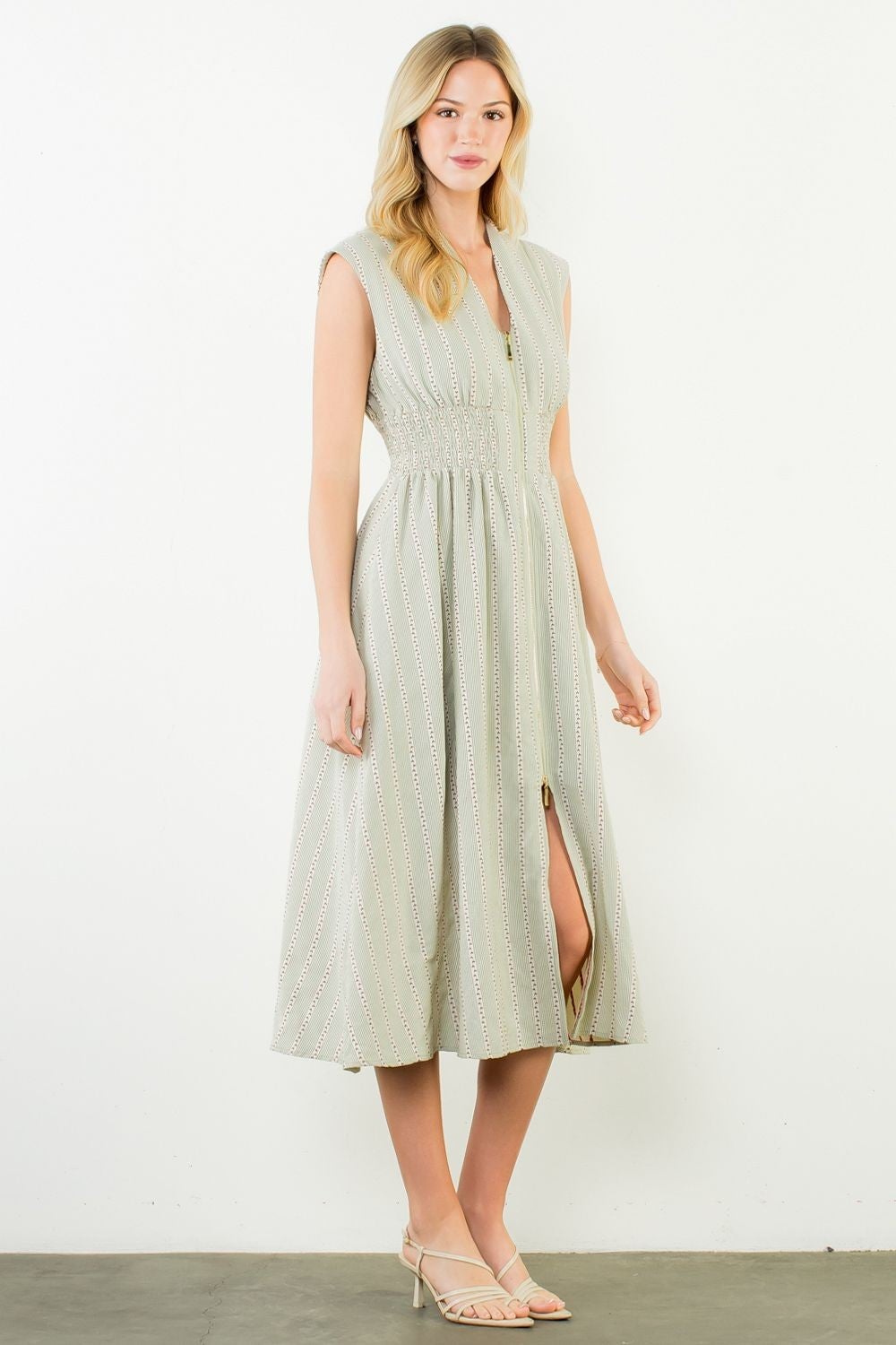 thml green dress Gingham Midi Bow Dress Large